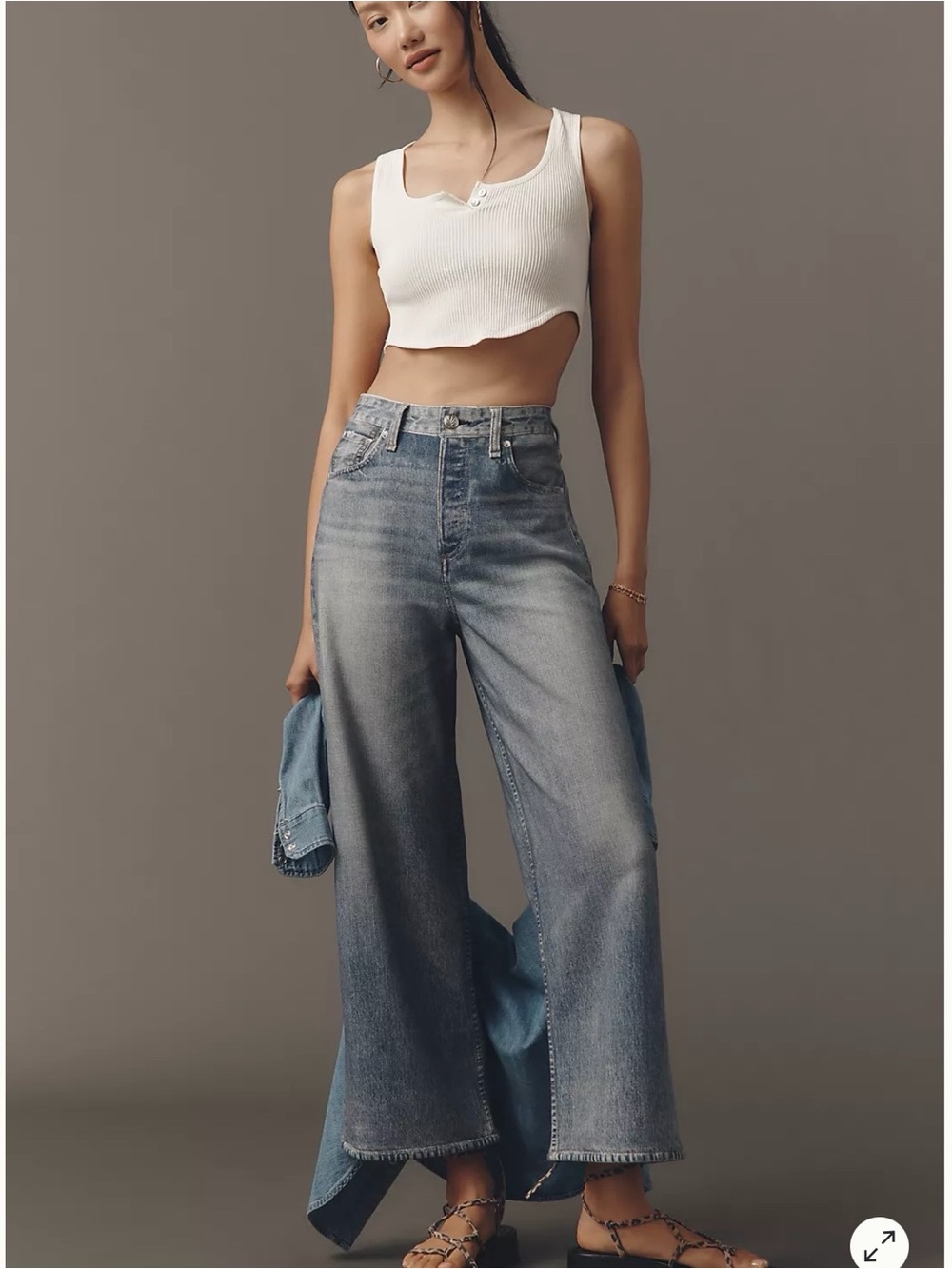 rag & bone Miramar Andi Crop Faded Blue High-Rise Wide Leg Jeans 0253